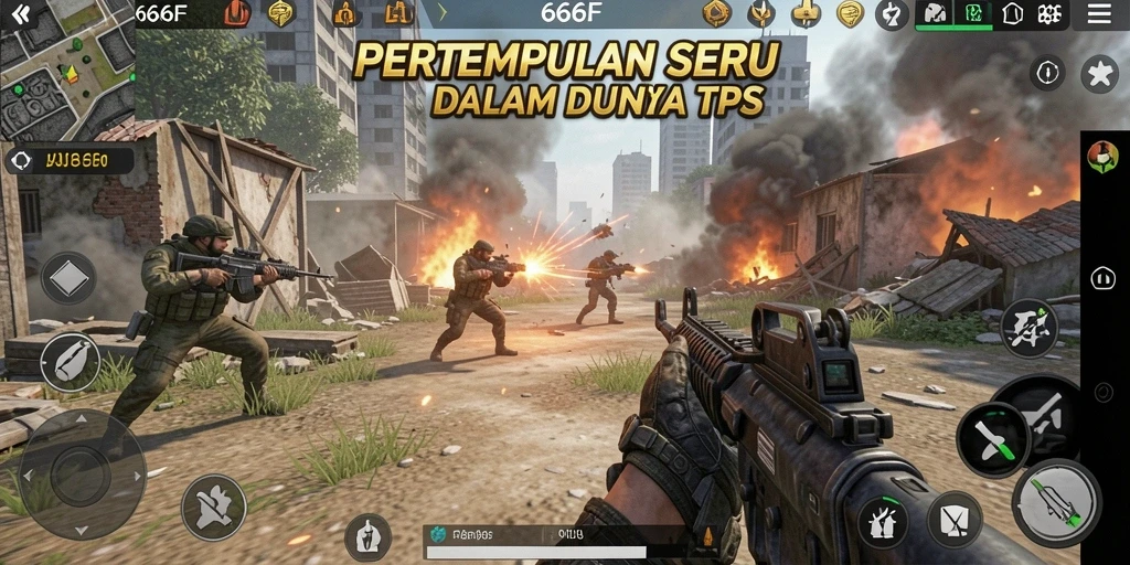 Tampilan gameplay seru dari 666F yang menyajikan aksi TPS yang intens.