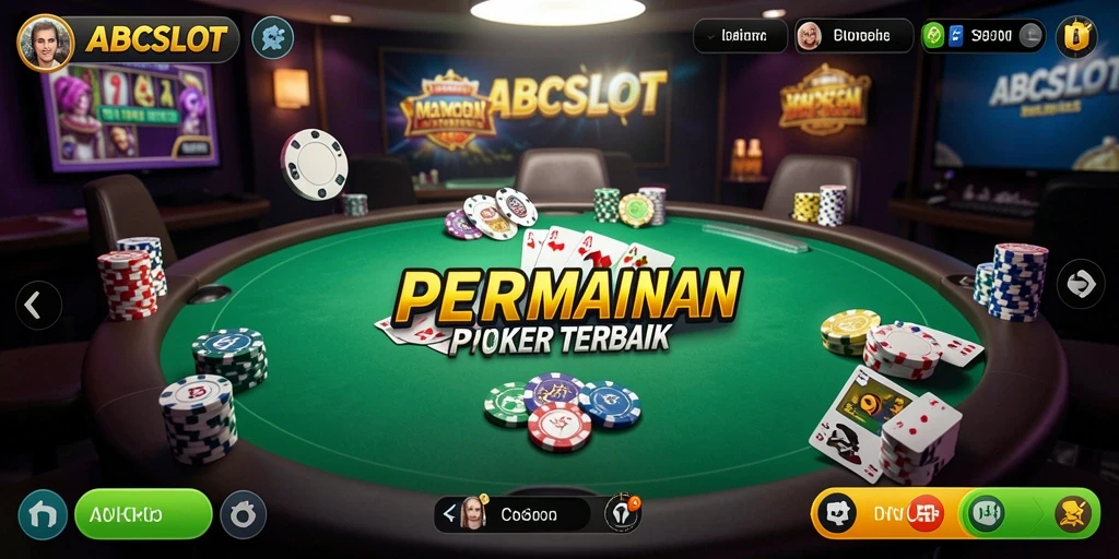 Screenshot ABCSLOT menampilkan suasana permainan poker yang mendebarkan.