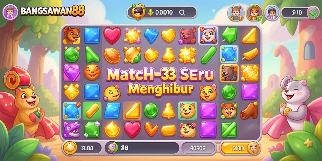 Tangkapan layar gameplay BANGSAWAN88 yang menampilkan aksi Match-3 yang seru.