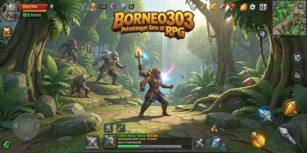 Tampilan menarik dari gameplay petualangan RPG di BORNEO303.
