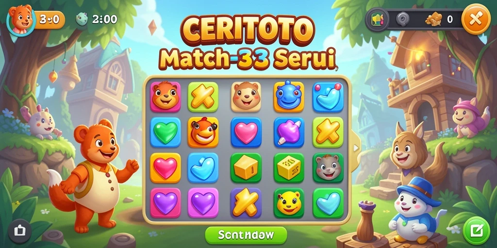 Tampilan gameplay seru dalam CERITOTO Match-3.