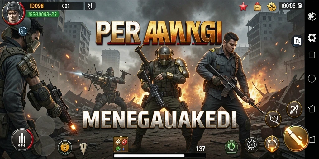 Tampilan gameplay mendebarkan dari ID098 dalam pertempuran strategi.