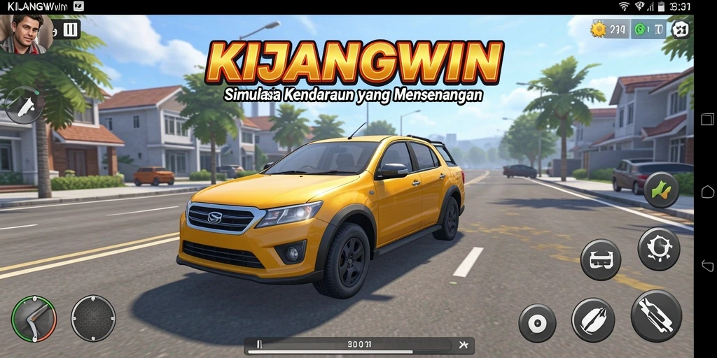 Screenshot permainan KIJANGWIN yang menampilkan pengalaman berkendara realistis.