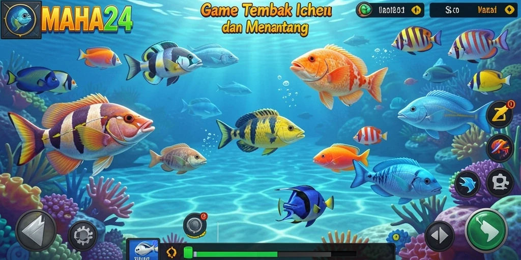 Tampilan gameplay seru dari permainan Tembak Ikan MAHA24.