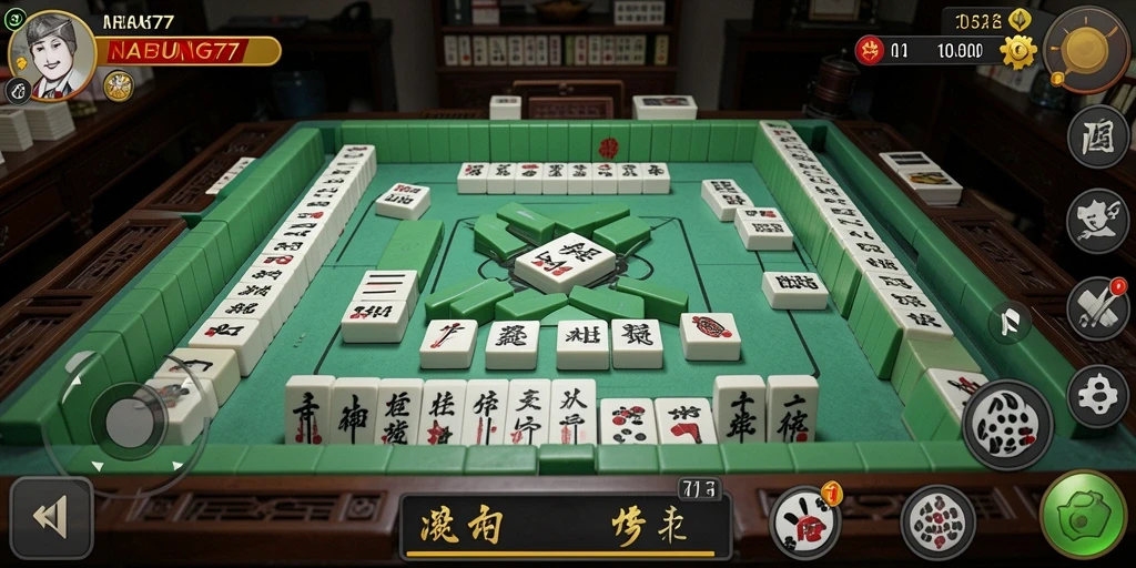 Tampilan gameplay Mahjong yang seru dan menantang di NABUNG77.