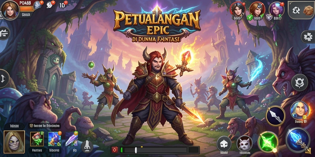 Tampilan gameplay POA88 dengan pertarungan seru di dunia fantasi.